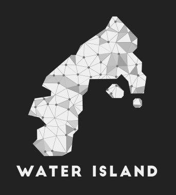 Water Island iletişim ağı haritası. Kara Ada 'nın modası geometrik tasarımı.