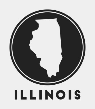 Illinois sembol yuvarlak logosu ile eyalet haritası ve başlığı harita vektörü ile stil Illinois rozeti