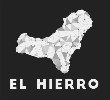 El Hierro  communication network map of island El Hierro trendy geometric design on dark