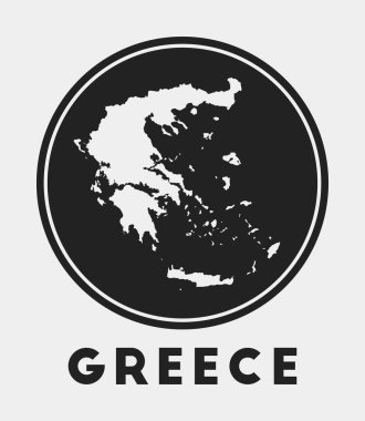 Greece icon Round logo with country map and title Stylish Greece badge with map Vector