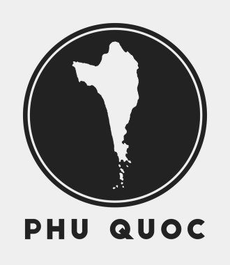 Ada haritası ve başlıklı Phu Quoc simgesi Yuvarlak logosu harita vektörlü Phu Quoc rozeti