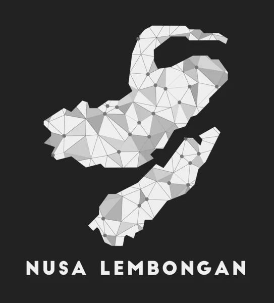 Nusa Lembongan коммуникационная сетевая карта острова Nusa Lembongan трехмерный геометрический дизайн на темном фоне — стоковый вектор