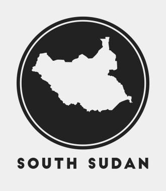 Ülke haritası ve başlığı olan Güney Sudan simgesi Yuvarlak logosu harita vektörlü Güney Sudan rozeti