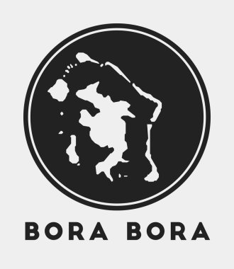 Ada haritası ve başlığı ile Bora Bora simgesi Yuvarlak logosu harita vektörlü stil Bora Bora rozeti