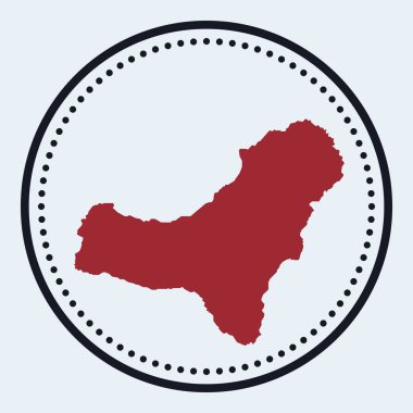 El Hierro yuvarlak amblem. Üzerinde ada haritası ve başlığı olan yuvarlak amblem. Minimum El Hierro rozetli.