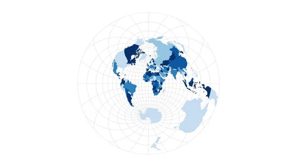 World Map Airys minimumerror azimuthal projection Loopable rotating map of the world Amazing — Stock Photo, Image