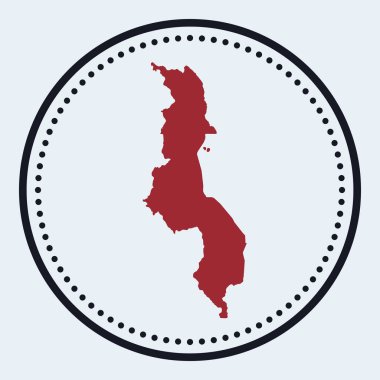 Ülke haritası ve başlığı ile yuvarlak amblem yuvarlak Malawi haritalı minimal Malawi rozet