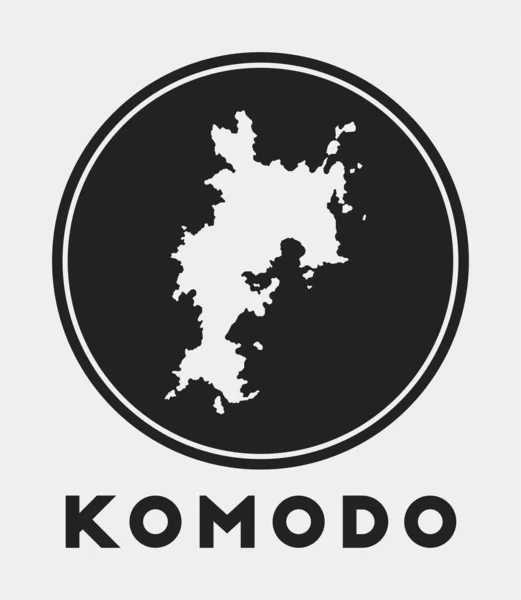 Komodo icon Round logo with island map and title Stylish Komodo badge with map Vector — Vector de stock