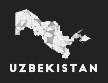 Özbekistan iletişim ağı haritası Özbekistan 'ın koyu renkli geometrik tasarımı