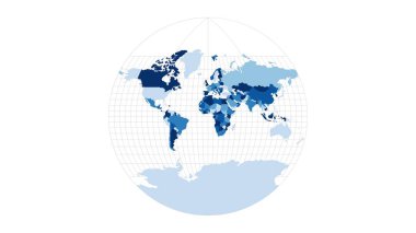 Dünya Haritası Van der Grinten III Projeksiyon Döndürülebilir Dünya Döndürme Haritası Muhteşem görüntüler