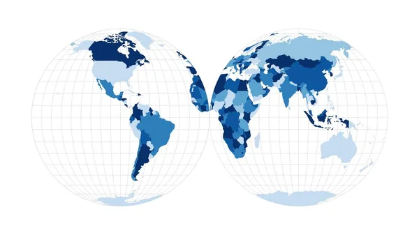 World Map Mollweide projection interrupted into two equalarea hemispheres Loopable rotating map — Stock Photo, Image