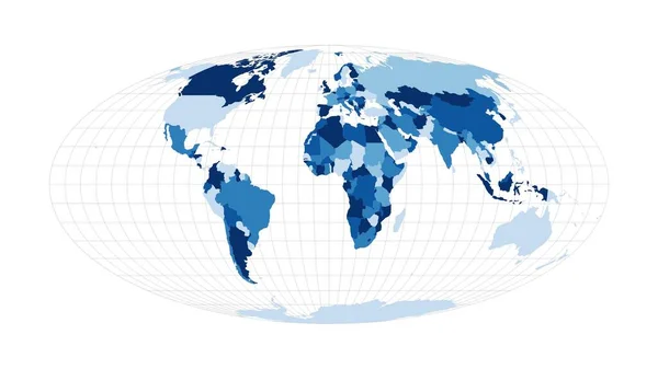 World Map Equalarea pseudocylindrical Mollweide projection Loopable rotating map of the world — Stock Photo, Image