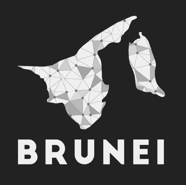 Brunei  communication network map of country Brunei trendy geometric design on dark background — стоковый вектор