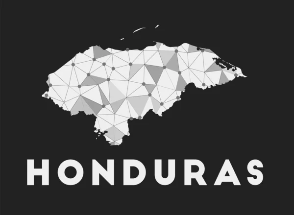 Honduras  communication network map of country Honduras trendy geometric design on dark — Stock Vector