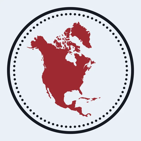 Nordamerika rund stämpel Rund logotyp med kontinent karta och titel Snygg minimal Nordamerika — Stock vektor