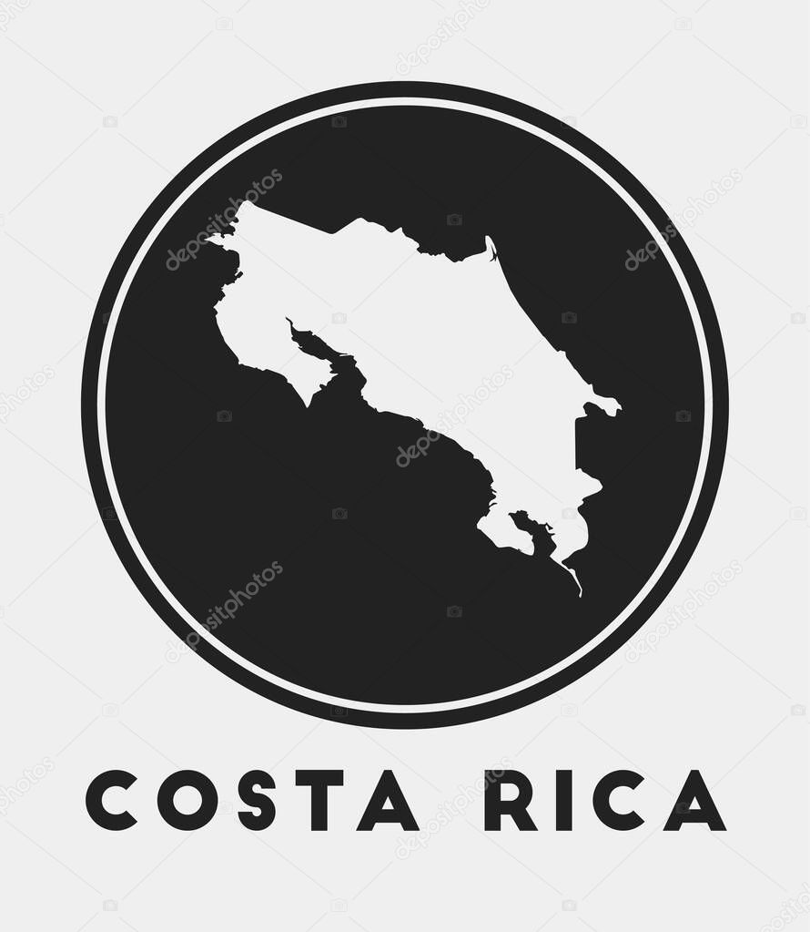 Costa Rica icon Round logo with country map and title Stylish Costa Rica badge with map Vector