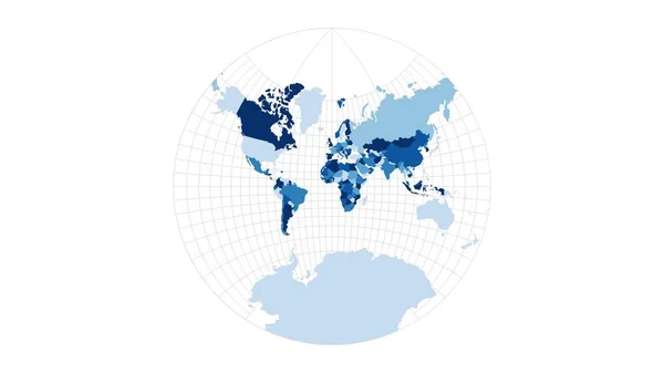 Всесвітня карта Лагранж конформна проекція Обертається карта світу Елегантні кадри — стокове фото