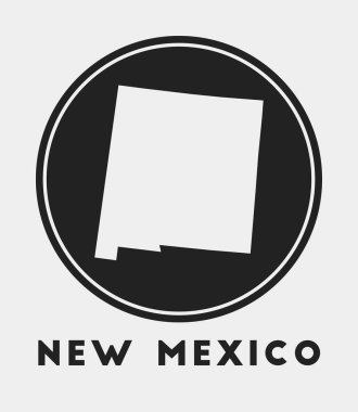 New Mexico sembol yuvarlak logosu eyalet haritası ve başlığı harita vektörü ile stil New Mexico rozeti
