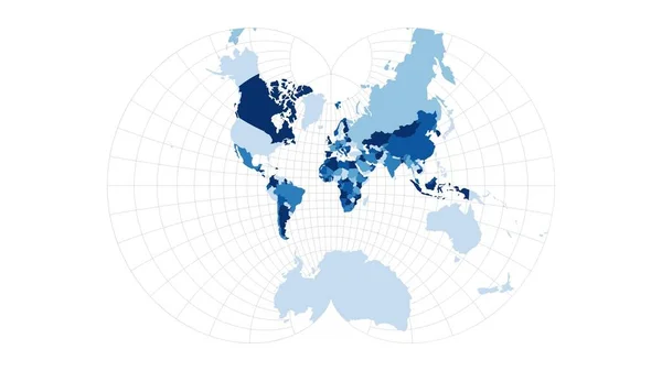 世界地図8月円弧状の共形投影世界のループ可能な回転地図 — ストック写真