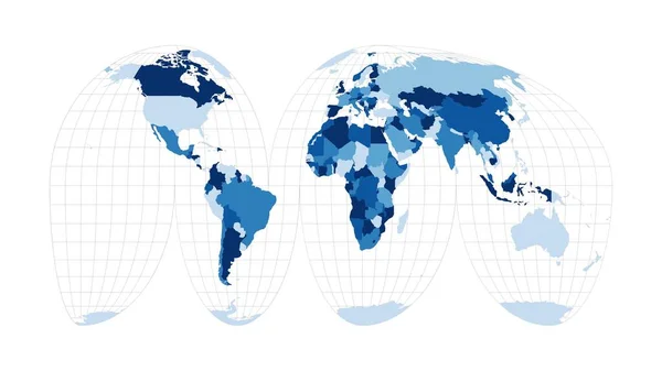 Världskarta Goodes avbruten Mollweide projektion Loopable roterande karta över världen Vacker — Stockfoto
