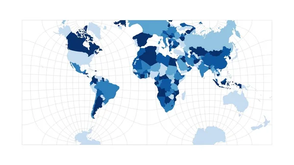 World Map Guyou hemisphereinasquare projection Loopable rotating map of the world Superb — Stock Photo, Image