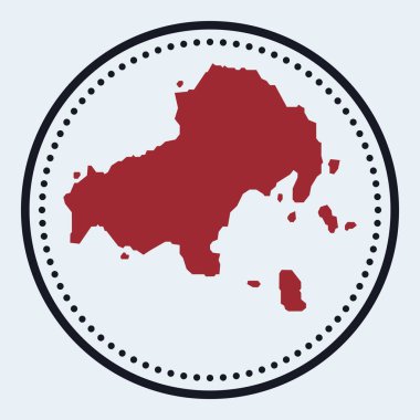 Üzerinde ada haritası ve başlığı olan yuvarlak amblem. Haritalı minimal Skiathos rozeti.