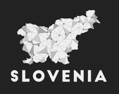 Slovenia  communication network map of country Slovenia trendy geometric design on dark