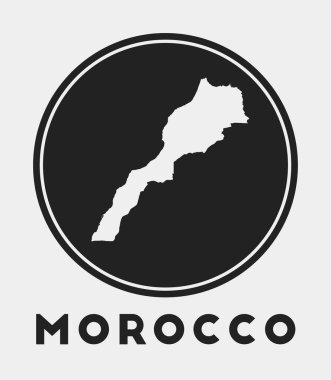 Ülke haritası ve başlıklı Fas simgesi yuvarlak logosu harita vektörlü Fas stili rozet