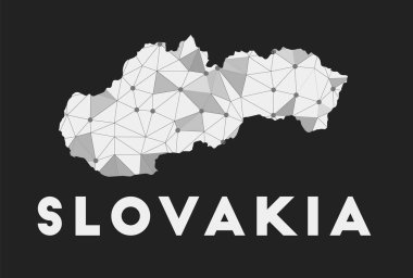 Slovakya 'nın ülke iletişim ağı haritası Slovakya' nın karanlık üzerine eğik geometrik tasarımı