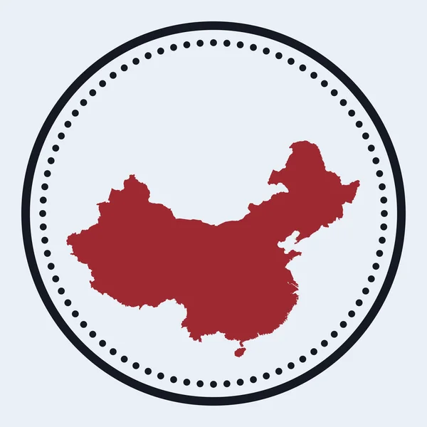 Carimbo redondo da China Logotipo redondo com mapa do país e título Emblema mínimo elegante da China com mapa —  Vetores de Stock