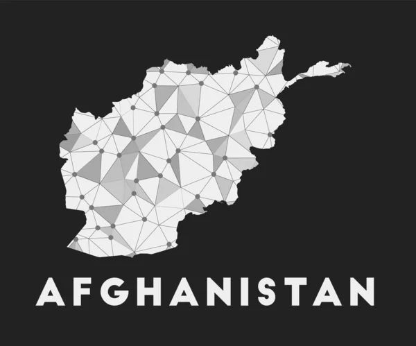 Afganistan iletişim ağı haritası Afganistan 'ın karanlık üzerine modayı takip eden geometrik tasarımı — Stok Vektör