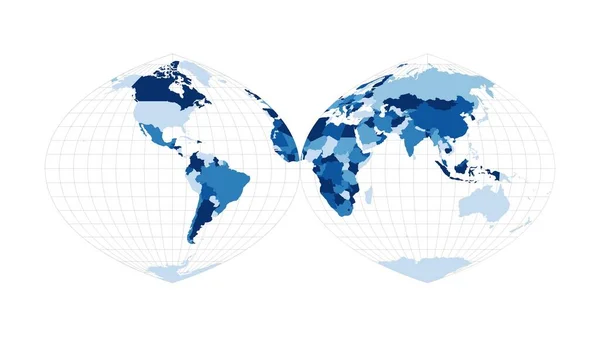 World Map Quartic authalic projection interrupted into two hemispheres Loopable rotating map of — Stock Photo, Image