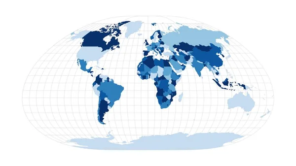 Mapa do Mundo Projecção Loximuthal Mapa rotativo do mundo Loopable Imagens radiantes — Fotografia de Stock