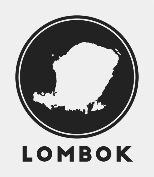 Lombok icon Round logo with island map and title Stylish Lombok badge with map Vector — Vector de stock