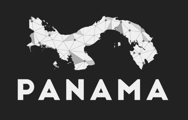 Panama  communication network map of country Panama trendy geometric design on dark background — Vector de stock