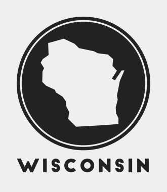 Wisconsin sembol yuvarlak logosu eyalet haritası ve başlık stil Wisconsin rozeti ve harita vektörü