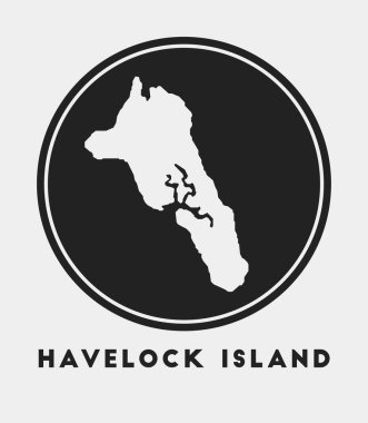 Havelock Adası sembol yuvarlak logosu üzerinde ada haritası ve başlık stili Havelock Adası rozeti haritalı