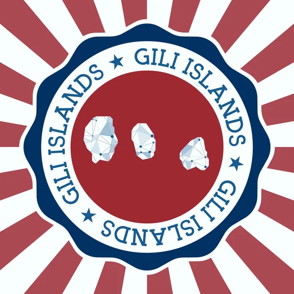 Знак острова Гили Круглый логотип острова с треугольной сеткой и радиальными лучами EPS10 Вектор — стоковый вектор
