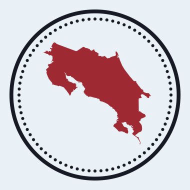 Kosta Rika yuvarlak amblemi ülke haritası ve ünvanı ile minimal Kosta Rika rozeti