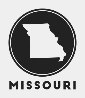 Missouri simgesi Yuvarlak logosu eyalet haritası ve başlığı harita vektörü ile stil Missouri rozeti