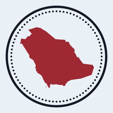 Suudi Arabistan yuvarlak amblemi ülke haritası ve başlığı en az Suudi Arabistan rozeti.