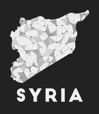 Suriye iletişim ağı ülke haritası koyu arkaplan üzerinde modayı takip eden geometrik tasarım