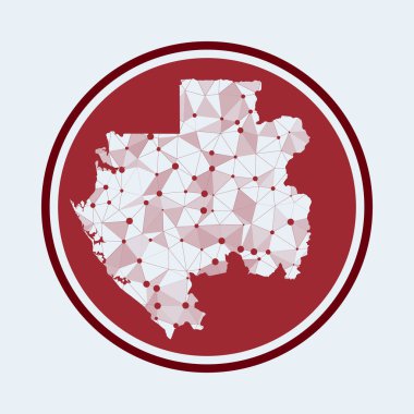 Gabon simgesi: Geometrik ağ yuvarlak tasarım teknolojisi İnternet logosu