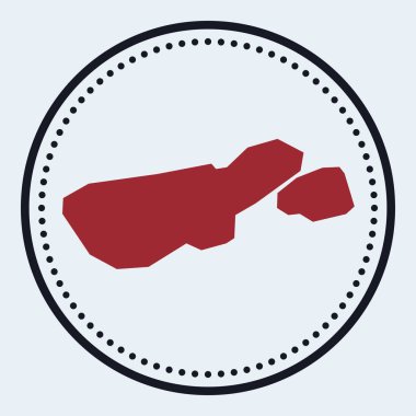 Meryem Ana de Dios Adası yuvarlak amblemi. Ada haritası ve başlığı da en az Madre de.