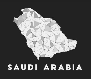 Suudi Arabistan iletişim ağı haritası Suudi Arabistan 'ın koyu renk geometrik tasarımı