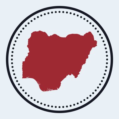 Nijerya yuvarlak amblemi ülke haritası ve başlığı olan yuvarlak amblem haritalı minimal Nijerya rozeti