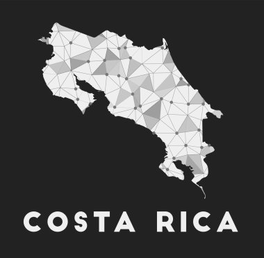 Kosta Rika iletişim ağı haritası Kosta Rika 'nın karanlık üzerine trend geometrik tasarımı