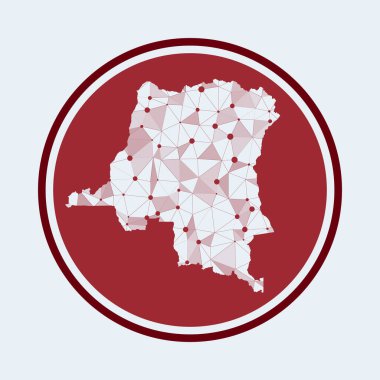 DR Kongo simgesi: Geometrik ağ yuvarlak tasarım teknolojisi İnternet logosu