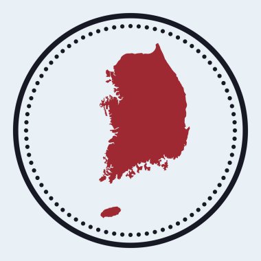 Güney Kore yuvarlak amblemi. Ülke haritası ve başlığı var. Güney Kore rozeti asgari düzeyde.