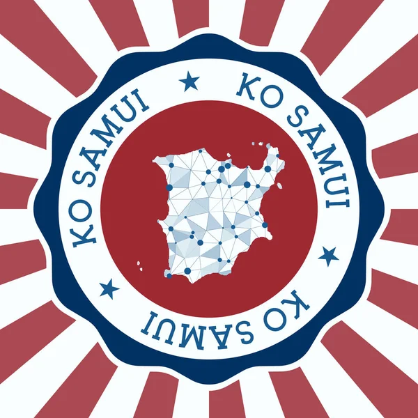 Distintivo Ko Samui Logotipo redondo da ilha com mapa de malha triangular e raios radiais EPS10 Vector —  Vetores de Stock